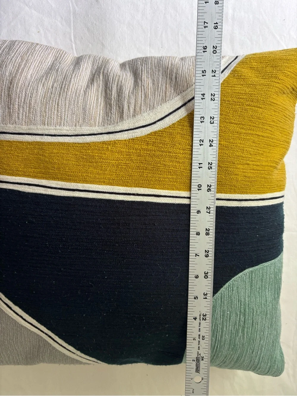 West Elm Abstract Woven Pillow in Navy, Mustard & Sage